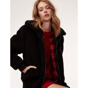 Aritzia Wilfred Free Teddy Jacket Bomber Outdoors Fall Winter Sherpa Black Sz XS